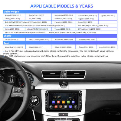 Skoda Golf Polo Car GPS Navigation راديو تلقائي 2 Din HD QLED 1280 * 720P
