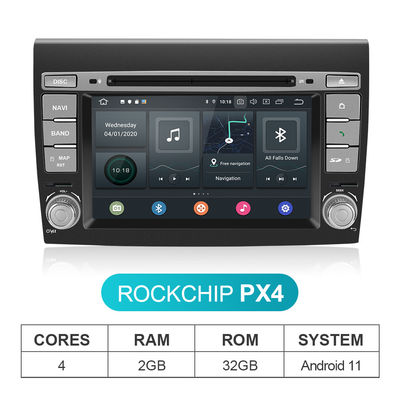 شاشة Fiat Bravo Android 11 Car Stereo 1024 * 600P تعمل باللمس مع نظام تحديد المواقع العالمي (GPS)